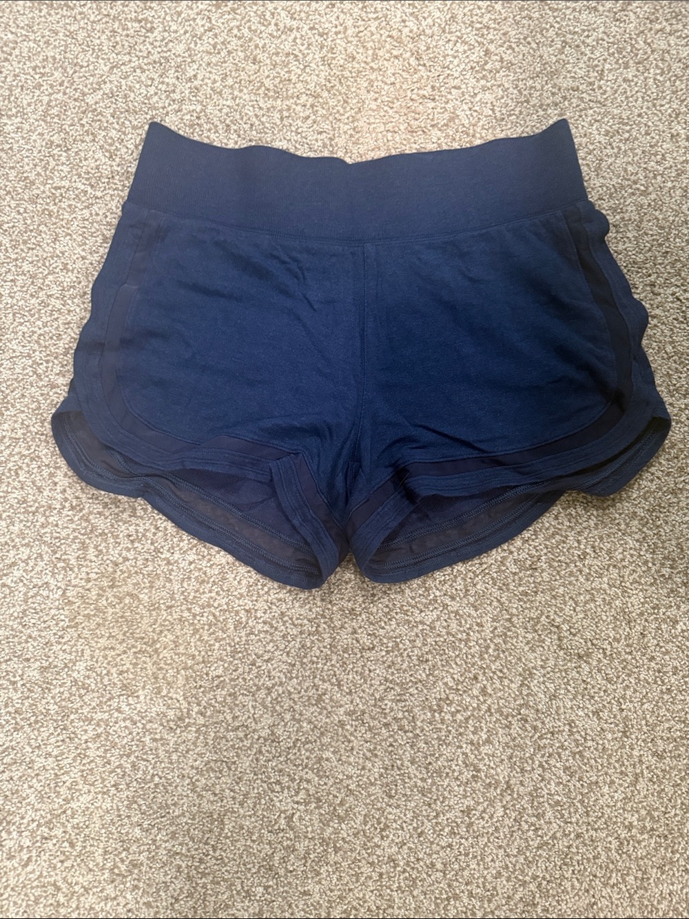 Athleta Navy Scalloped Hem Performance Shorts